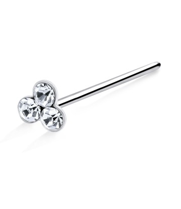 Flower with Stone Silver Straight Nose Stud NSKA-28s 